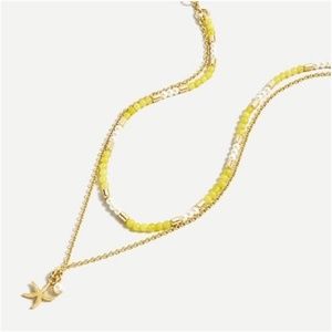 NWT J. Crew | Green & Gold Sea Breeze Starfish Pearl Beach Layered Necklace